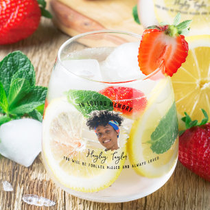 Verre À Vin Sans Pied Dans la mémoire aimante Brossé effet photo Memor