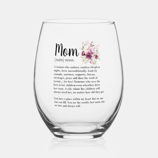 Verre À Vin Sans Pied Définition maman fleur mignonne (Recto)