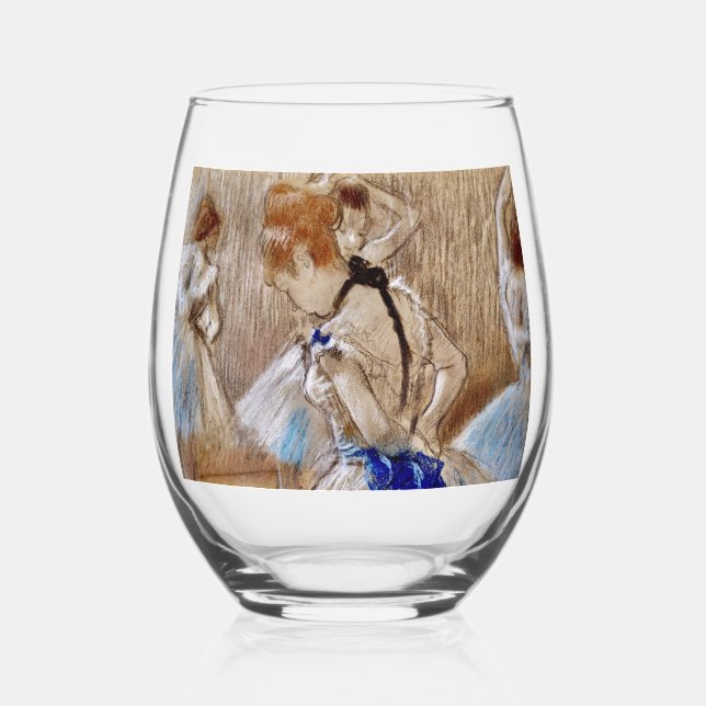 Verre À Vin Sans Pied Degas Dancer Avec Bleu Ribbon Ensemble De Boissons (Recto)