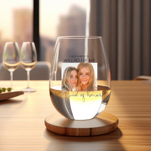 Verre À Vin Sans Pied Demande originale de témoin avec photo moderne