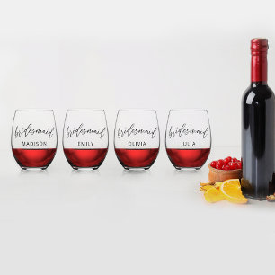 Verre À Vin Sans Pied Demoiselle d'honneur personnalisée