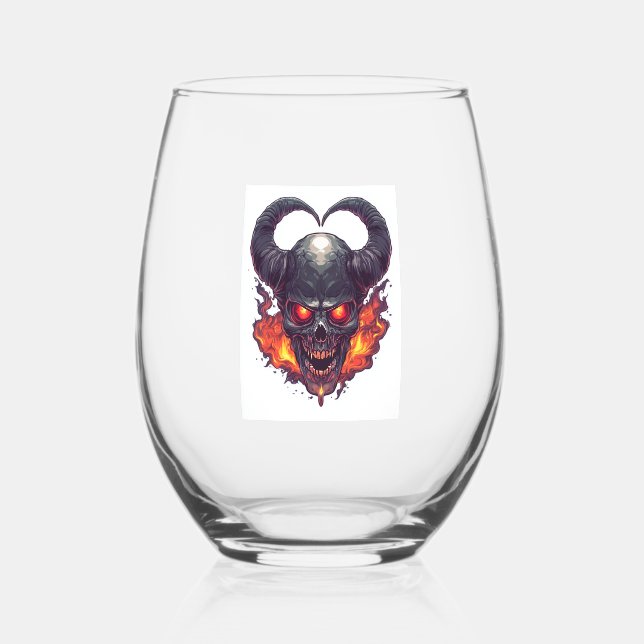 Verre À Vin Sans Pied Demon Skull Firestorm (Recto)