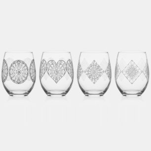 Verre À Vin Sans Pied Dentelle en céramique Gris
