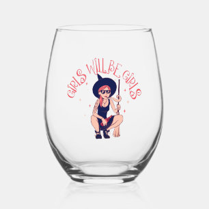 Verre À Vin Sans Pied Des filles seront des filles   Sorcière féministe