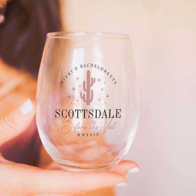 Verre À Vin Sans Pied Desert Cactus Scottsdale Enterrement de Vie de Jeu (Créateur téléchargé)