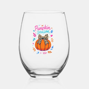 Verre À Vin Sans Pied Design Arc Léopard Saison Citrouille � Esthétique