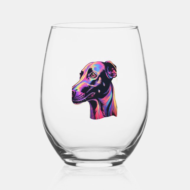 Verre À Vin Sans Pied Design de néon Greyhound (Recto)