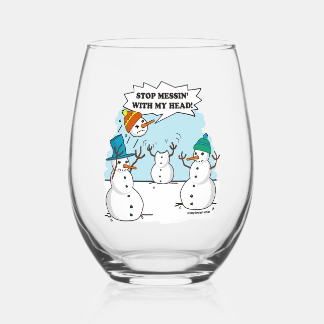 Verre À Vin Sans Pied Dessin amusant de Snowman (Recto)