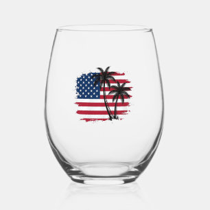 Verre À Vin Sans Pied Dessin vectoriel de plage patriotique avec drapeau