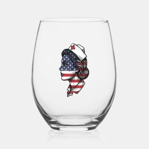 Verre À Vin Sans Pied Dessin vectoriel de profil d'infirmière avec drape