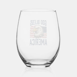 Verre À Vin Sans Pied Dieu bénisse l'Amérique Aigle Patriotique Vector D