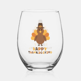 Verre À Vin Sans Pied Dinde jaune de Thanksgiving mignonne