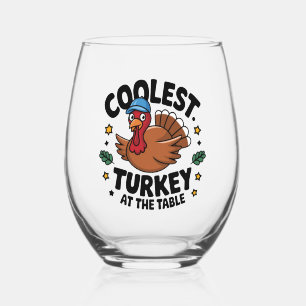Verre À Vin Sans Pied Dinde la plus cool à la table du dîner de Thanksgi
