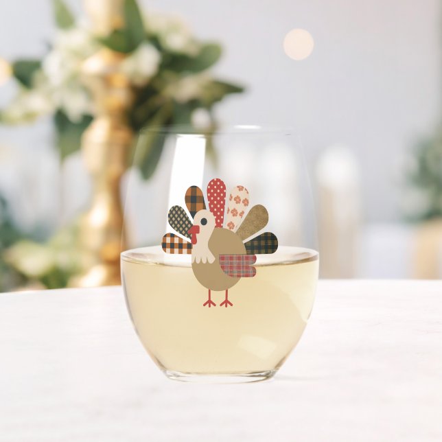 Verre À Vin Sans Pied Dinde patchwork matelassée de Thanksgiving d'autom (Insitu (Mariage))