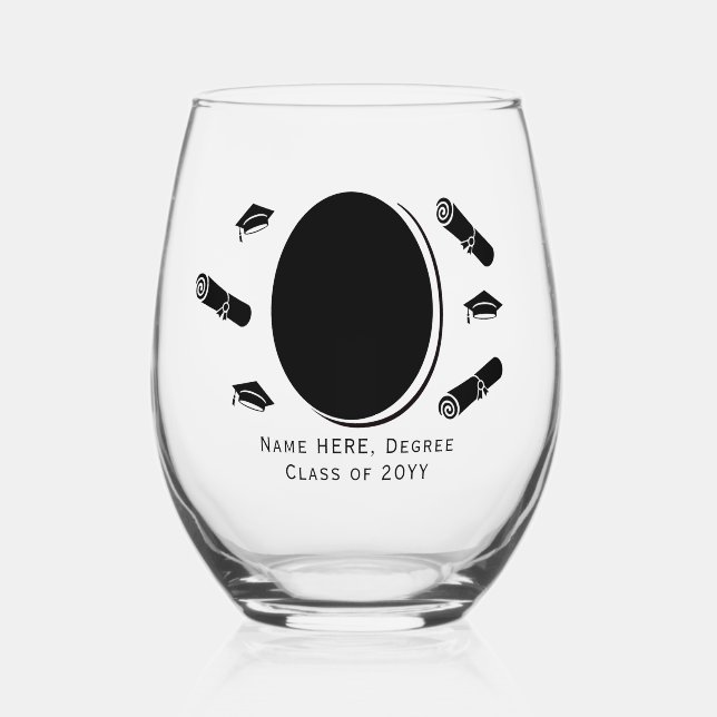 Verre À Vin Sans Pied Diplôme de Casquette et de photographie élégant, n (Recto)