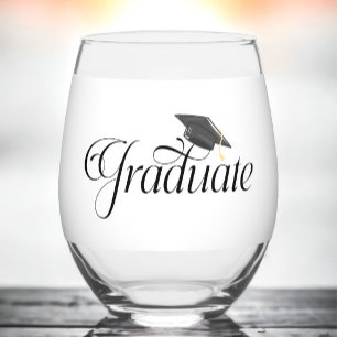 Verre À Vin Sans Pied Diplômé de script personnalisé avec classe Casquet