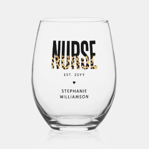 Verre À Vin Sans Pied Diplôme d'infirmière personnalisé avec impression