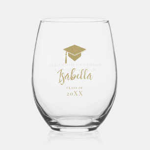 Verre À Vin Sans Pied Diplôme d'or Cap Calligraphie Cadeau Grad personna