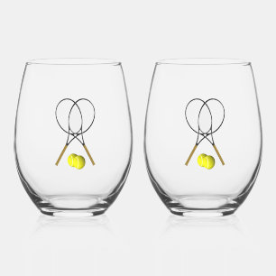 Verre À Vin Sans Pied Double Tennis Sport Thème