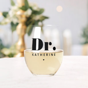 Verre À Vin Sans Pied Dr Bold Typographie personnalisée Docteur Graduati