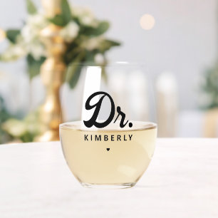 Verre À Vin Sans Pied Dr Bold Typographie personnalisée Docteur Graduati