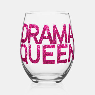 Verre À Vin Sans Pied Drama Queen Hot Pink Parties scintillant
