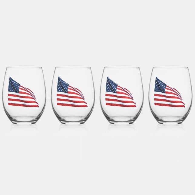 Verre À Vin Sans Pied Drapeau américain 2412 (Gauche)