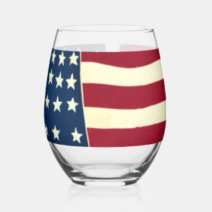 Verre À Vin Sans Pied Drapeau américain patriotique vintage, Quatre juil