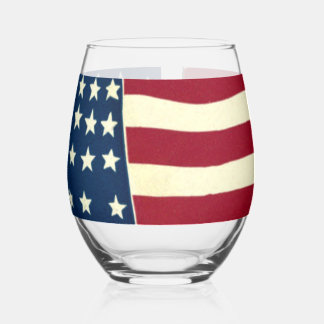 Verre À Vin Sans Pied Drapeau américain patriotique vintage, Quatre juil