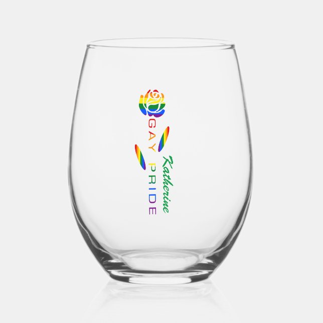 Verre À Vin Sans Pied Drapeau arc-en-ciel gay pride personnalisé (Recto)