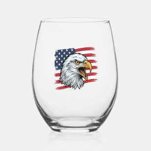 Verre À Vin Sans Pied Drapeau d'aigle patriotique dessin vectoriel vinta