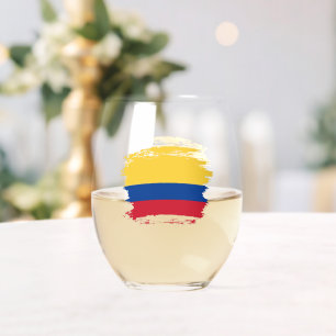 Verre À Vin Sans Pied Drapeau de Colombie
