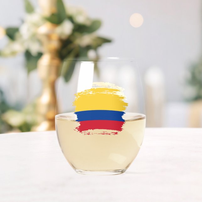 Verre À Vin Sans Pied Drapeau de Colombie (Insitu (Mariage))