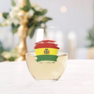 Verre À Vin Sans Pied Drapeau de la Bolivie