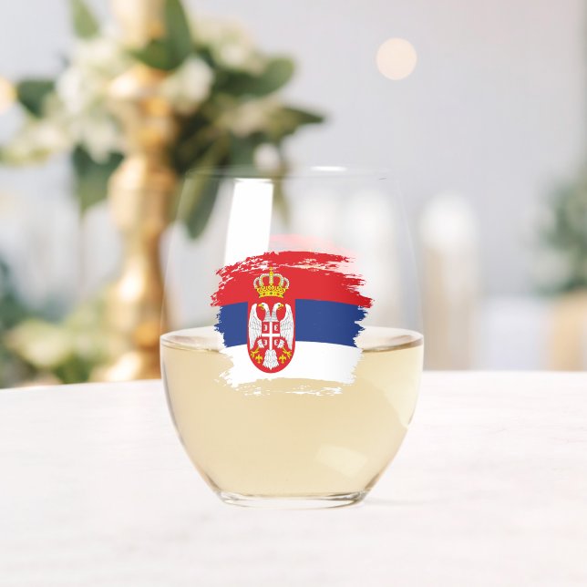 Verre À Vin Sans Pied drapeau de la Serbie (Insitu (Mariage))