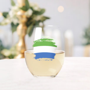 Verre À Vin Sans Pied drapeau de la Sierra Leone