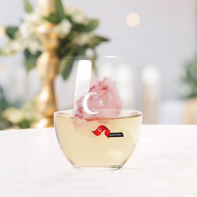 Verre À Vin Sans Pied Drapeau de la Turquie (Insitu (Mariage))