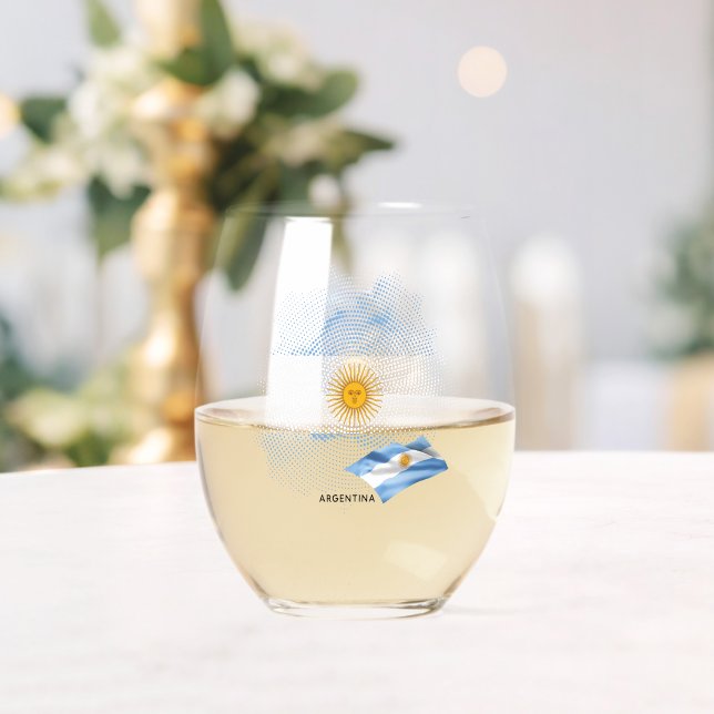 Verre À Vin Sans Pied Drapeau de l'Argentine (Insitu (Mariage))