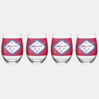 Verre À Vin Sans Pied Drapeau de l'Arkansas