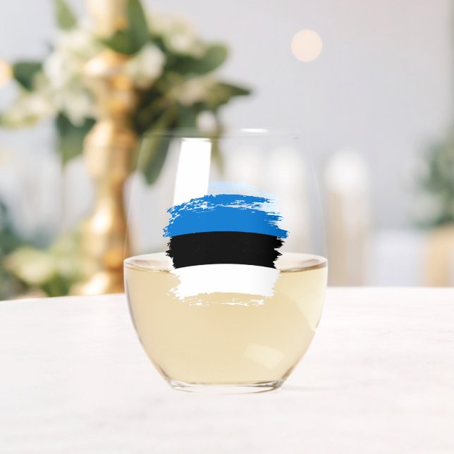 Verre À Vin Sans Pied Drapeau de l'Estonie (Insitu (Mariage))