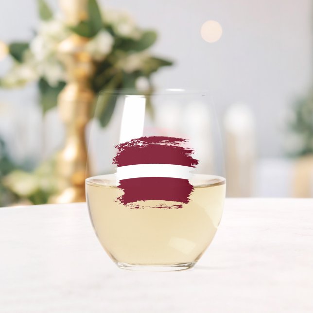 Verre À Vin Sans Pied Drapeau de Lettonie (Insitu (Mariage))