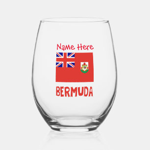 Verre À Vin Sans Pied Drapeau des Bermudes Bermudia Personnalisé Nom Rou