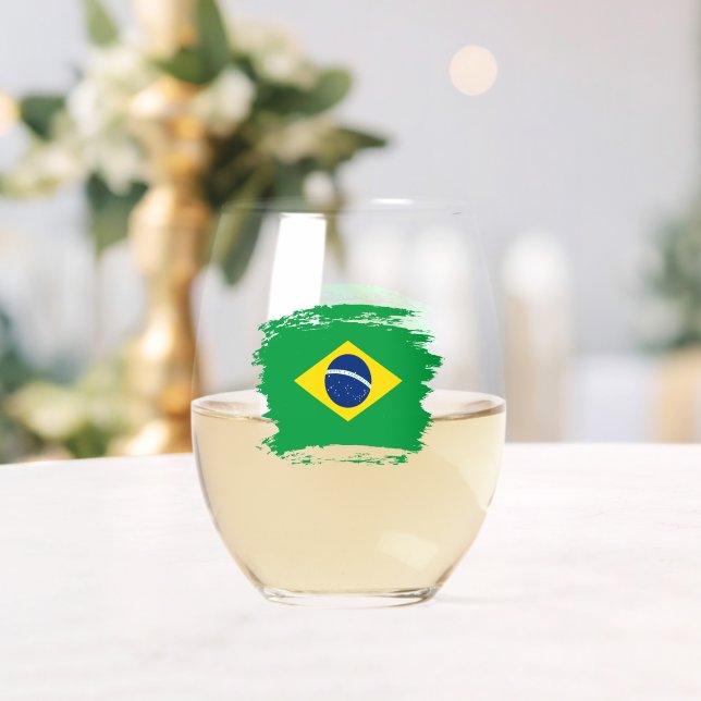 Verre À Vin Sans Pied Drapeau du Brésil (Insitu (Mariage))