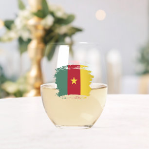 Verre À Vin Sans Pied drapeau du Cameroun