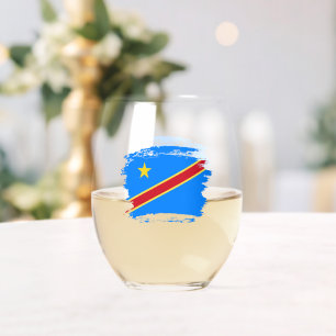 Verre À Vin Sans Pied Drapeau du Congo