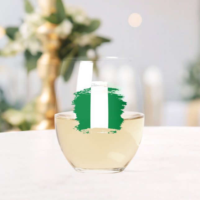 Verre À Vin Sans Pied Drapeau du Nigeria (Insitu (Mariage))