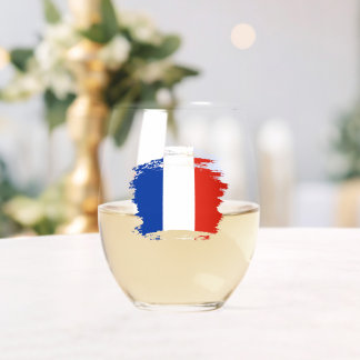 Verre À Vin Sans Pied drapeau français