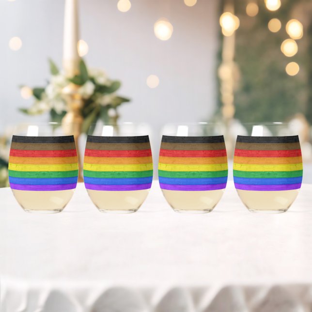 Verre À Vin Sans Pied Drapeau gay pride inclusif SlipperyJoe ru texturé (Insitu (Mariage))