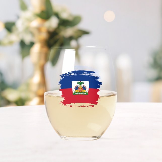 Verre À Vin Sans Pied Drapeau Haïti (Insitu (Mariage))