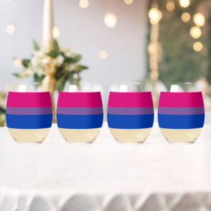Verre À Vin Sans Pied Drapeau SlipperyJoe's Bisexual Pride lavande-rose